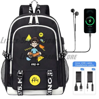 а4 мерч Children Backpack high quality Влад Бумага А4 для детей Boy School Bags Teenager USB Charging Laptop Book Bag Mochila а