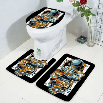 Комплект из трех предметов Galaxy astronaut с 3D принтом, Коврик для ванной, Крышка для унитаза, Коврик для ванной, Прямая поставка, 2