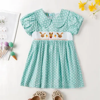 Платье с вышивкой для маленьких девочек, Лето 2023, Хлопковые платья с короткими рукавами для маленьких девочек, Детская Цельная одежда, Детское платье