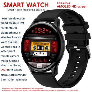 Смарт-часы AMOLED Для женщин, Мужчин, Леди в подарок, Спортивные Фитнес-умные часы, nfc, Пульсометр, Водонепроницаемые музыкальные часы для IOS Android