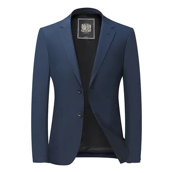 Lansboter, темно-синий весенне-осенний новый мужской костюм, пальто, тонкий Стиль, не глаженый, приталенный деловой деловой костюм, куртка