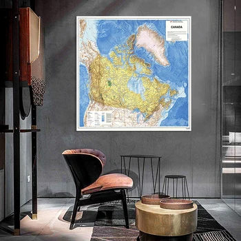 1983 Политическая карта Канады 150*150 см, Ретро Настенный плакат, нетканый холст, живопись, школьные принадлежности, Гостиная, Домашний декор