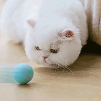 Круглые умные игрушки для кошек Силиконовые бесшумные интерактивные кошки Забавный легкий обучающий самодвижущийся мяч Аксессуары для игрушек для домашних животных Русский