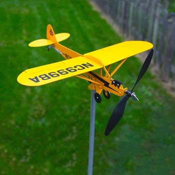 3D Piper J3 Cub Wind Spinner Самолет, Металлический Самолет, флюгер, Наружная крыша, индикатор направления ветра, флюгер, Садовый декор