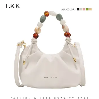 Корейская Маленькая Зеленая Плиссированная сумка-тоут для женщин 2022, Роскошная Дизайнерская сумка, Женская Мини-Розовая Кожаная сумка через плечо, кошелек через плечо