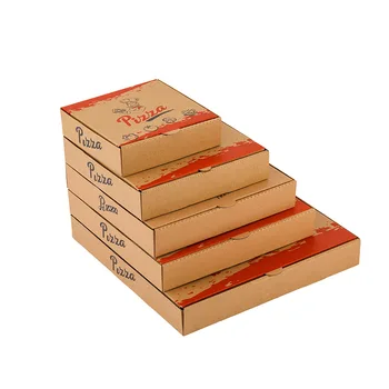 Оптовая дешевая Складная упаковка из гофрированной крафт-бумаги для пищевых продуктов, изготовленная на заказ Коробка для пиццы