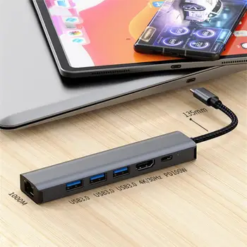 Интеллектуальная Двойная док-станция-концентратор Type-c для Быстрой зарядки 6 в 1 Портов USB3.0 для macbook Pro 2020 13 15, MacBook Air 20 2
