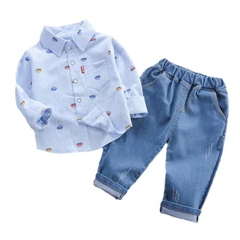 Новая весенне-осенняя одежда для малышей, костюм для маленьких мальчиков, Детская рубашка, брюки, 2 шт./компл., повседневный костюм для малышей, детская спортивная одежда