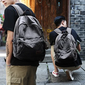 рюкзак Мужской Большой Емкости, кожаные холщовые рюкзаки для мужчин, школьные сумки, Винтажный рюкзак, USB-зарядка для ноутбука 15,6 дюймов
