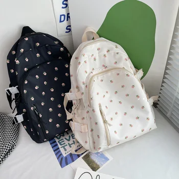 Модный Женский рюкзак с цветочным рисунком, повседневные нейлоновые школьные сумки в стиле Преппи для студентов, сумки для школьных книг большой емкости для девочек-подростков