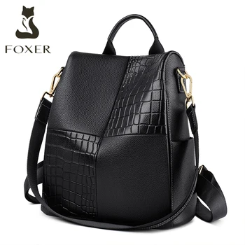 Женский рюкзак FOXER Большой емкости, дорожный рюкзак, Женская деловая сумка из мягкой Спилка, Женские повседневные сумки через плечо