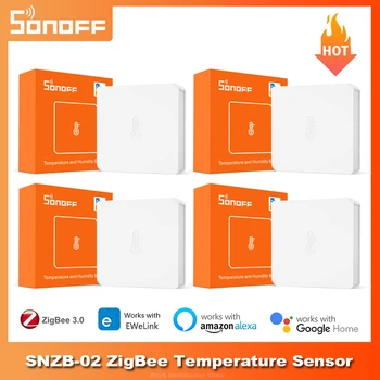 SONOFF SNZB-02 ZigBee Датчик температуры и влажности Умный Дом eWeLink Монитор реального времени Работает с ZB Bridge-P Alexa Google Home