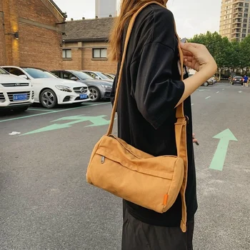 Холщовая сумка Женская повседневная сумка через плечо ins Корейская версия сумка для мобильного телефона в литературном стиле минималистичная сумка через плечо
