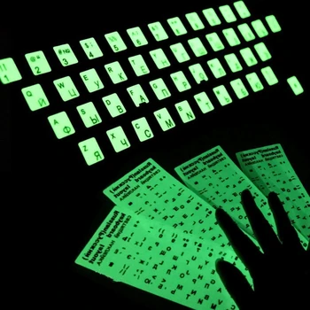 Светящиеся наклейки на клавиатуру, англо-русская Компьютерная клавиатура, пленка с буквами для ПК, аксессуары для ноутбуков, износостойкая наклейка 2023