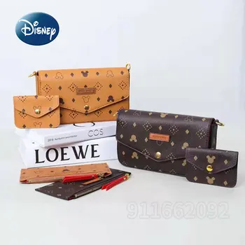 Disney Original 2023, Новая женская сумка с рисунком Микки, Роскошный бренд, женская сумка, комплект из 3 предметов, Модный тренд, Ретро-кошелек для монет