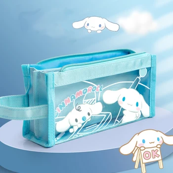 Сумка для карандашей Kawaii Sanrio Cinnamoroll, Женская сумка Kuromi Kitty, Белая, для начальной школы, Большая Вместительная Милая сумка для канцелярских принадлежностей, подарки
