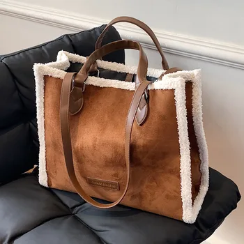 Универсальная женская сумка Ins Большой емкости, Новая модная диагональная сумка на одно плечо, осенне-зимняя винтажная портативная сумка-тоут
