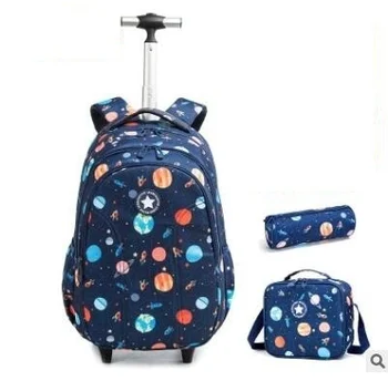 Детская сумка-тележка на колесиках, школьный рюкзак на колесиках для мальчиков, детский школьный рюкзак на колесиках для девочек, дорожные сумки-тележки для багажа