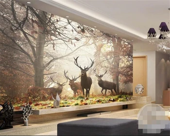 Индивидуальные большие настенные обои ретро ностальгический лесной олень настенная роспись ТВ фон настенная бумага 3D обои