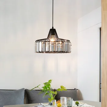 Современная железная черная зона отдыха, стеклянные светильники E27, подвесной светильник Nordic Led, кухонный остров, столовая, круглый светильник