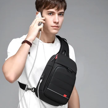 Водоотталкивающая сумка через плечо, Мужская USB-нагрудная сумка для 9,7 