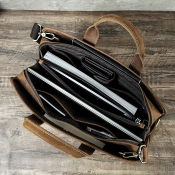 Мужской портфель CONTACT'S, Дизайнерская сумка с паролем, сумка для ноутбука из натуральной кожи, 14-дюймовая Повседневная Мужская сумка-Мессенджер, Сумка через плечо