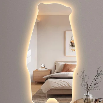 Наклейка Для девочек Зеркало для ванной комнаты Эстетический душ Современное роскошное зеркало Нерегулярной формы для гостиной Макияж Nordic Espelho Мебель для дома