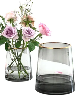 Золотая Т-образная стеклянная ваза, прозрачная цветочная композиция, Гидропонная лилия, мягкое украшение для дома, украшения для гостиной, ваза в скандинавском стиле