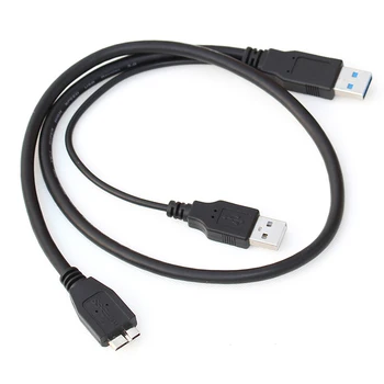 0,6 М Micro USB B-USB3.0 для синхронизации данных, короткий кабель для зарядки с дополнительным USB-блоком питания для мобильного жесткого диска USB3.0