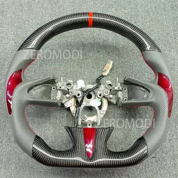 Рулевое колесо из перфорированной кожи из углеродного волокна для 14-17 Infiniti Q50 Q50L