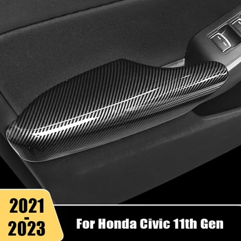 Для Honda Civic 11-го поколения 2021 2022 2023 Карбоновая наклейка на панель подлокотника двери автомобиля из углеродного волокна, декоративные аксессуары для интерьера