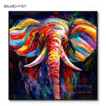 Новые поступления, высококачественная красочная современная абстрактная картина маслом в виде слона на холсте, художественная роспись слона ручной работы
