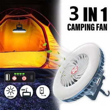 Перезаряжаемый Для кемпинга 1 Портативный наружный светильник 3 Походных светодиодных вентилятора для рыбалки Водонепроницаемая лампа Аварийный ночник для палатки