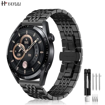 22 мм Металлический ремешок для часов Huawei Watch GT3 46 мм/GT2 46 мм, ремешок-браслет из нержавеющей стали для Huawei Watch 3/3 Pro/GT2 Pro/GT3 Pro