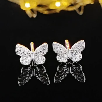 2023 Новая Модная Серьга-бабочка серебристого цвета в Корейском Стиле Для Женщин, Подарок На Годовщину Свадьбы, Ювелирные Изделия Оптом Moonso E6863