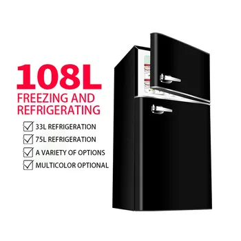 BCD-108 220V 108L Двухдверный маленький холодильник для домашнего офиса с традиционной морозильной камерой, энергосберегающий контроль температуры