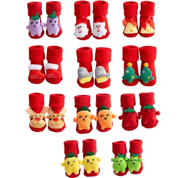 Детские Рождественские Тапочки Для Малышей, Носки С 3D Мультяшным Рисунком, Грелка Для Ног