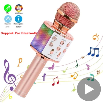 Конденсаторный Беспроводной Караоке-микрофон Mic Bluetooth Для мобильного телефона, Поющий Микрофон, Домашняя система, Детский DJ-микрофон