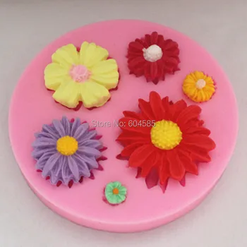 Шоколадные конфеты в форме цветка, желе, 3d силиконовая форма, форма для мыла, мультяшная фигурка/инструменты для торта